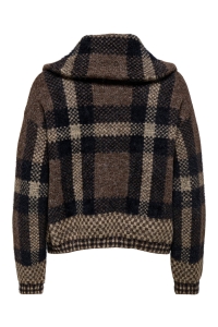 ONLY ONLMAROON LS ZIP COLLAR CARDIGAN KN: black/chocolate martini/biscotti