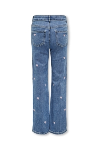 ONLY:KIDS ONLY KMGJUICY WIDE LEG HEART EMB JEANS N: light medium blue denim/pink hea