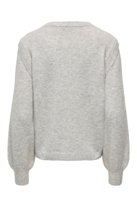 ONLY ONLRENE LIFE LS BUTTON O-NECK CS KN: light grey melange/gold button