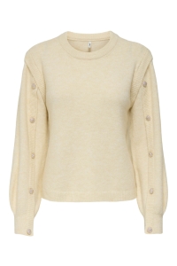ONLY ONLRENE LIFE LS BUTTON O-NECK CS KN: egret/melange/gold button
