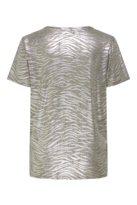 carmakoma CARMIRINDA LIFE  S/S O-NECK JRS humus/silver foil (tiger)