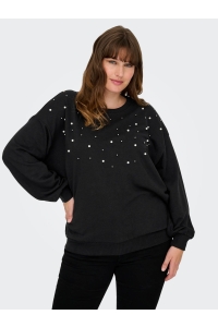 carmakoma CARVIOLETTA L/S O-NECK SWEAT JRS black/pearl neck