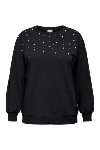 carmakoma CARVIOLETTA L/S O-NECK SWEAT JRS black/pearl neck