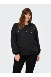 carmakoma CARVIOLETTA L/S O-NECK SWEAT JRS black/pearl neck