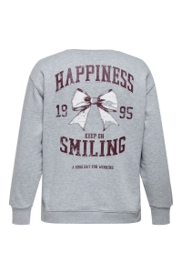 carmakoma CARIGGY L/S O-NECK SWEAT JRS light grey melange/bow varsity