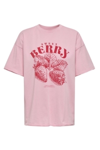 ONLY ONLKINNA S/S OVERSIZE TOP BOX JRS romance rose/kinna strawberry fr