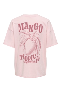 ONLY ONLKINNA S/S OVERSIZE TOP BOX JRS rosy touch/mango tropical jungle