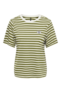 ONLY ONLLIVINA S/S O-NECK STRIPE TOP BOX: cardamom seed/cd + emb. grl pwr
