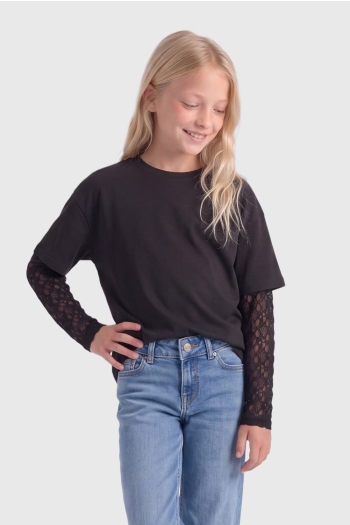 ONLY KOGLIA L/S LACE SLEEVE TEE JRS Meisjes