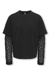 ONLY KOGLIA L/S LACE SLEEVE TEE JRS black/black lace skirt