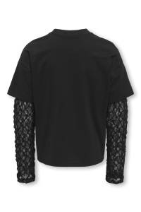 ONLY KOGLIA L/S LACE SLEEVE TEE JRS black/black lace skirt