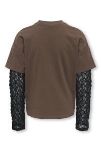 ONLY KOGLIA L/S LACE SLEEVE TEE JRS bracken/black lace skirt