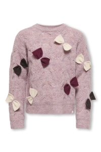 ONLY:KIDS ONLY KMGROSALIN L/S O-NECK PULLOVER KNT rose smoke/melange bow/carbernet