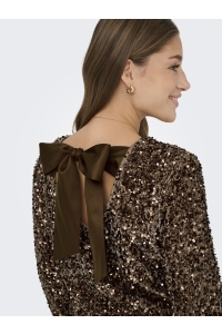 ONLY ONLCONFIDENCE L/S SEQUIN BOW TOP JR: mountain trail/mountain trail se