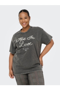 carmakoma CARTULINA S/S PEARL EMB. TOP BOX JR: black/not in love front+ detail