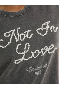 carmakoma CARTULINA S/S PEARL EMB. TOP BOX JR: black/not in love front+ detail