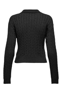 ONLY ONLKATIA LS CABLE POLO CC KNT black/true red heart emb/dtm but