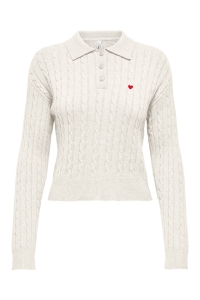 ONLY ONLKATIA LS CABLE POLO CC KNT babys breath/true red heart emb