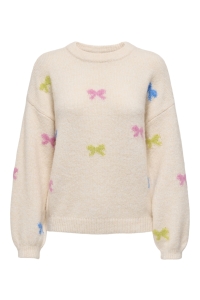 ONLY ONLBRUNHILDA LIFE LS BOW O-NECK KNT babys breath/camp g/wild r/camp