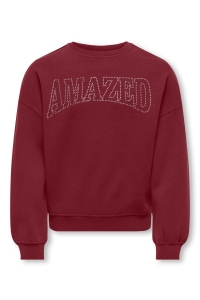 ONLY KOGKIKI LIFE L/S OVZ O-NECK STUD BR: cabernet/amazed