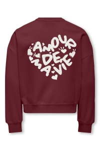 ONLY KOGTAMMIE LIFE L/S PRINT O-NECK SWT cabernet/amour/cloud dancer