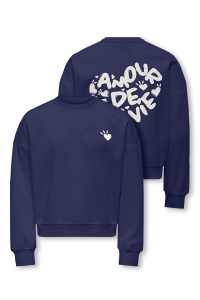 ONLY KOGTAMMIE LIFE L/S PRINT O-NECK SWT midnight sail/amour/cloud dancer