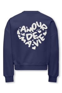 ONLY KOGTAMMIE LIFE L/S PRINT O-NECK SWT midnight sail/amour/cloud dancer