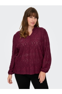 carmakoma CARLUZIA L/S V-NECK BLOUSE JRS zinfandel