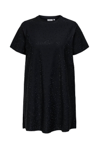 carmakoma CARMALUKKA LIFE S/S O-NECK ABK DRES: black/rhinestones