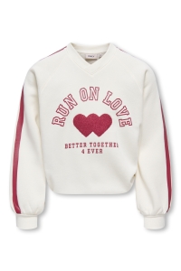 ONLY KOGCOLETTA L/S V-NECK PRINT SWT tofu/heart