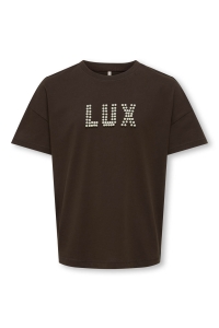 ONLY KOGKATE LIFE SS O-NECK PEARL TOP JR: black coffee/lux