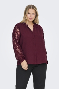 carmakoma CARKAMMY LIFE LS V-NECK LACE SHIRT : zinfandel