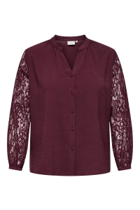 carmakoma CARKAMMY LIFE LS V-NECK LACE SHIRT : zinfandel