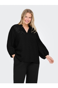 carmakoma CARLYNE 3/4 V-NECK TOP WVN black