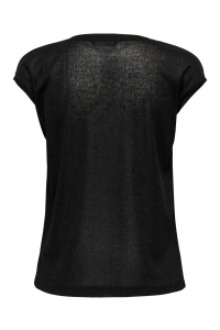 carmakoma CARSILVERY S/S V NECK LUREX TOP JRS: black