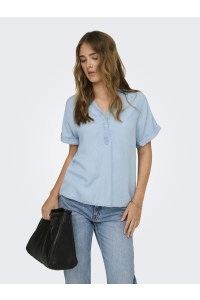 ONLY ONLCHARIS LIFE CAP SLEEVE SHIRT WV: light blue denim