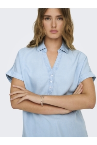 ONLY ONLCHARIS LIFE CAP SLEEVE SHIRT WV: light blue denim