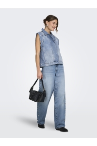 ONLY ONLGIANNA MW STR BIG STUD DNM DOT light medium blue denim