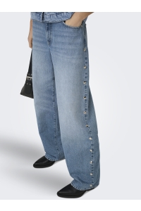 ONLY ONLGIANNA MW STR BIG STUD DNM DOT light medium blue denim