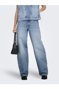 ONLY ONLGIANNA MW STR BIG STUD DNM DOT light medium blue denim
