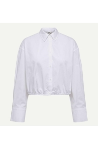 ONLY ONLHAZEL LS CROPPED ELASTIC SHIRT W: bright white