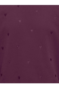 ONLY KOGATIKA L/S O-NECK EMB HEART SWT mauve wine/emb hearts/mauve wine