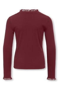 ONLY KOGLESLIE L/S LACE MIX TOP JRS cabernet