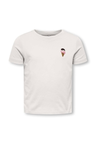 Only Kids KMGVEGA LIFE SS REG EMB TEE BOX JRS: cloud dancer/emb ice cream
