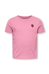 Only Kids KMGVEGA LIFE SS REG EMB TEE BOX JRS: cashmere rose/emb strawberry