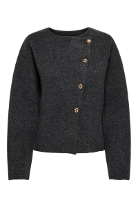 ONLY ONLMELLA LIFE LS BUTTON JACKET KNT dark grey melange/gold button