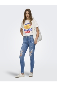 ONLY ONLBOLETTE S/S TOP BOX CC JRS cloud dancer/orange vibes