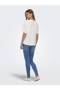 ONLY ONLBOLETTE S/S TOP BOX CC JRS cloud dancer/orange vibes