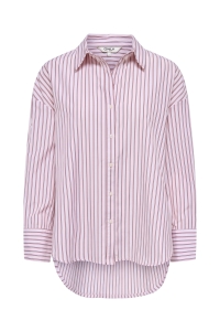 ONLY ONLOREGON ALVA LS REG SHIRT NOOS WV: fuchsia pink/bordeaux+white