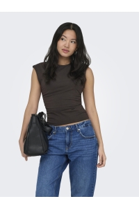 ONLY ONLMIRA CAPSL RUCHING TOP JRS NOOS black coffee
